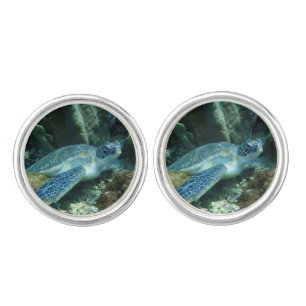 Sea Turtle on Seabed Photo Cufflinks