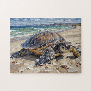  Sea Turtle on the Beach Jigsaw Puzzle