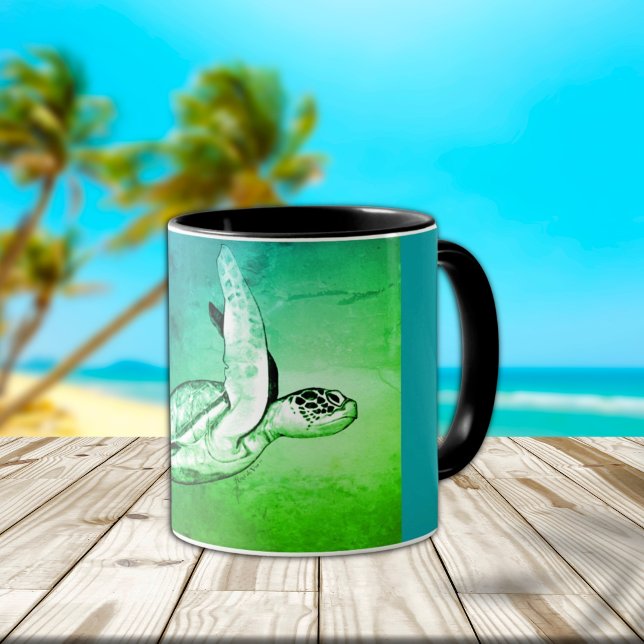 Sea Turtle Original Art Two Tone Coffee Mug (Creator Uploaded)