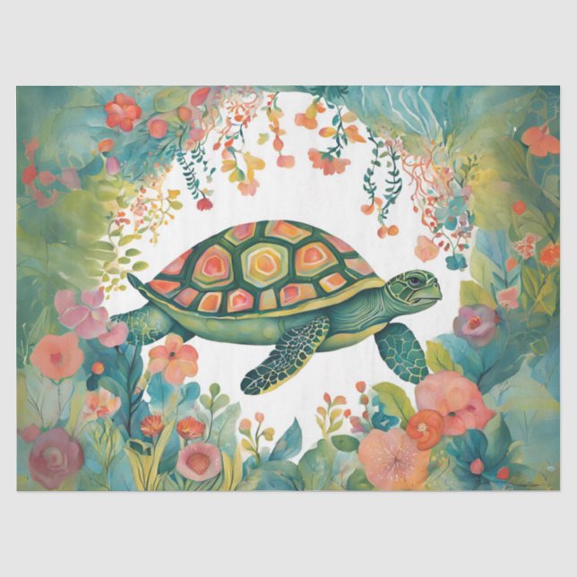 Sea Turtle Out of Place in the Garden Tissue Paper (Front)