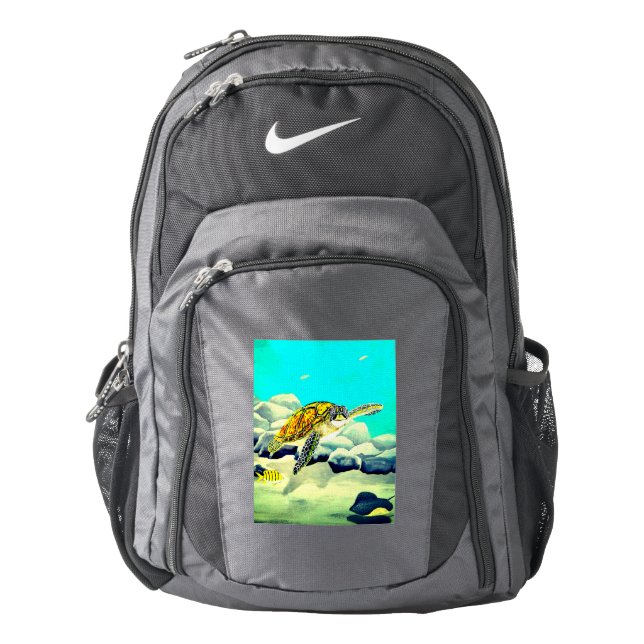 Sea Turtle Painting Beautiful Blue Sea Backpack (Front)