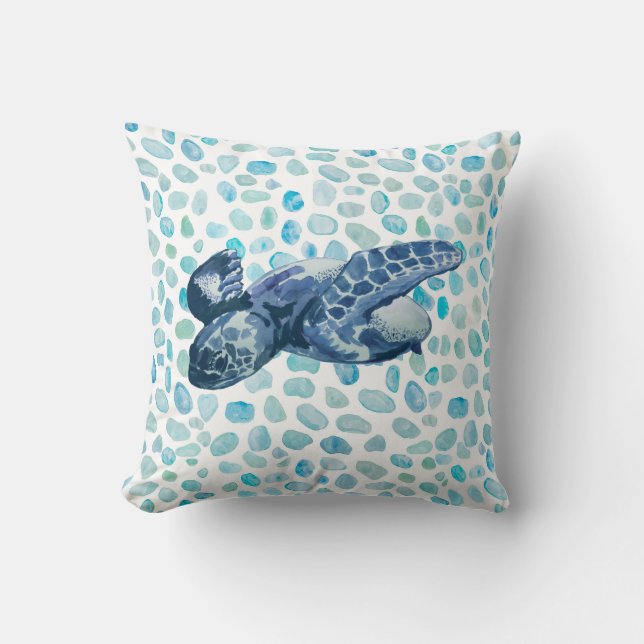 Sea Turtle Painting Pattern Pillow (Front)