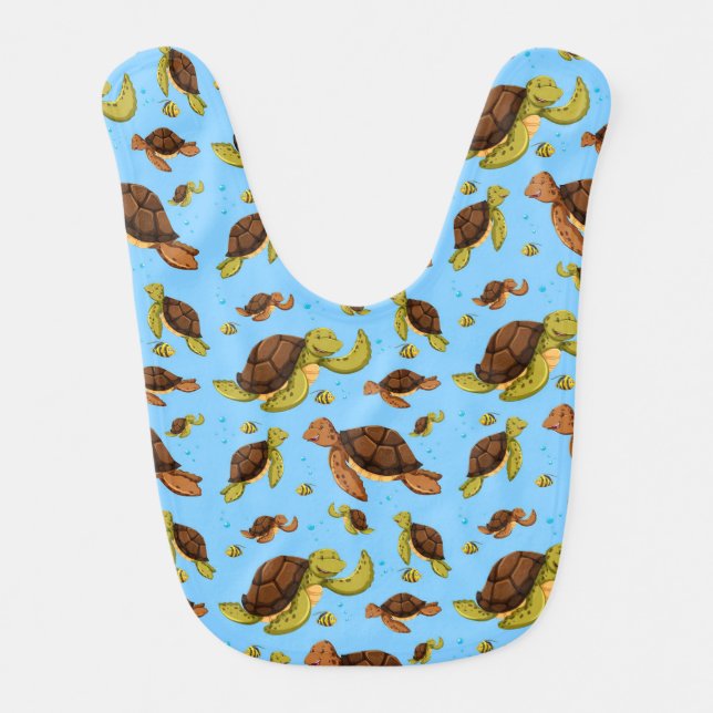 Sea Turtle Pattern Baby Bib (Front)