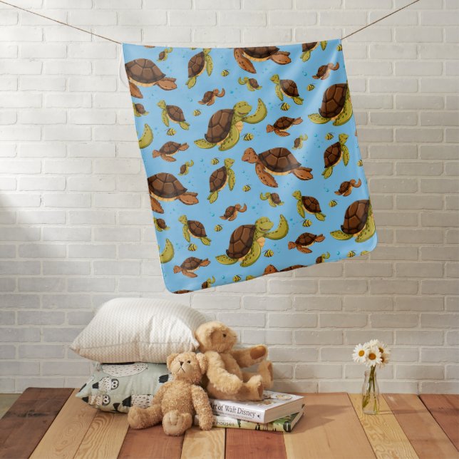 Sea Turtle Pattern Baby Blanket (In Situ)