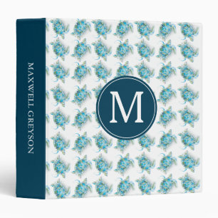 Sea Turtle Pattern Custom Back To School Binder