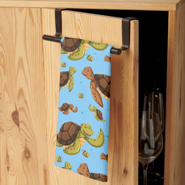 Sea Turtle Pattern Kitchen Towel (Thirds Fold)