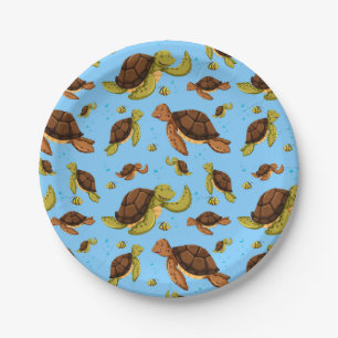 Sea Turtle Pattern Paper Plates