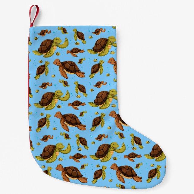 Sea Turtle Pattern Small Christmas Stocking (Front)