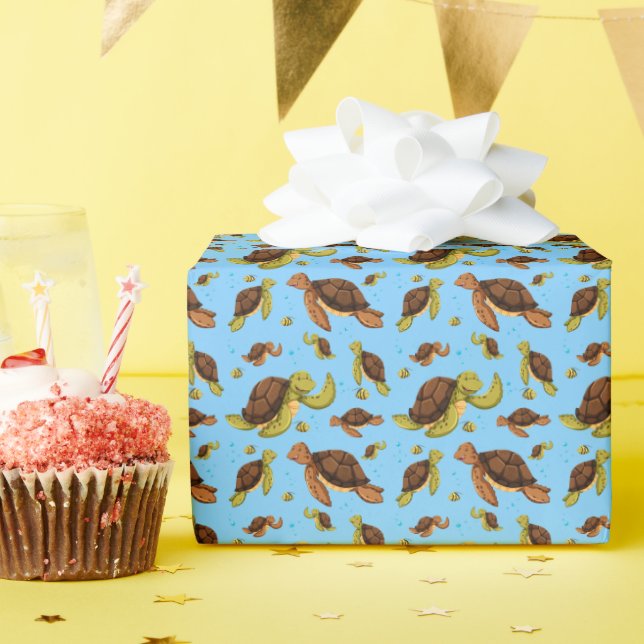 Sea Turtle Pattern Wrapping Paper (Birthday Party)