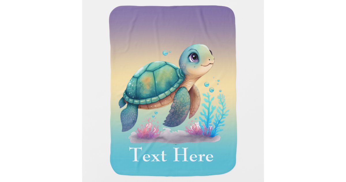 Sea turtle personalized baby blanket | Zazzle