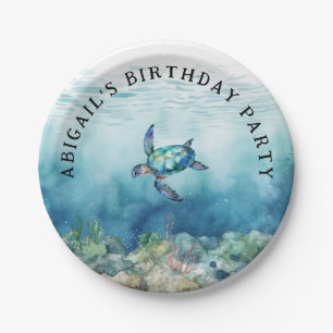 Sea Turtle Personalized Birthday Party  Paper Plates