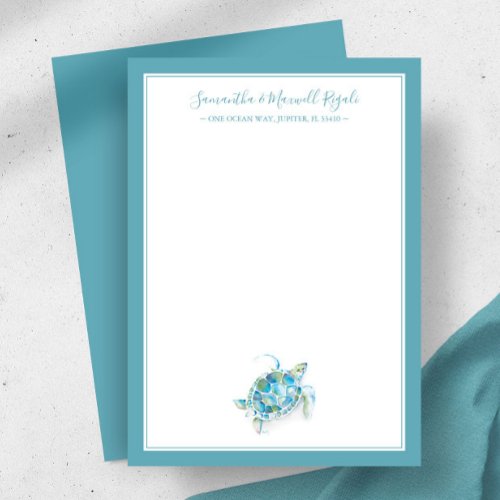 Sea Turtle Personalized Stationery for Women Note Card