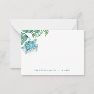 Sea Turtle Personalized Watercolor Note Card