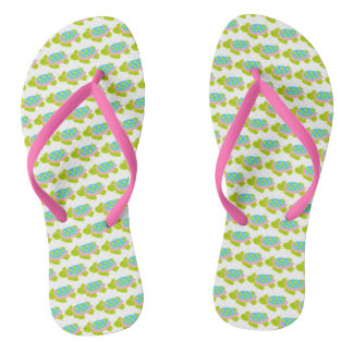 Sea Turtle Pink Strap Flip Flops