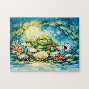 Sea turtle playing violin and shells   jigsaw puzzle