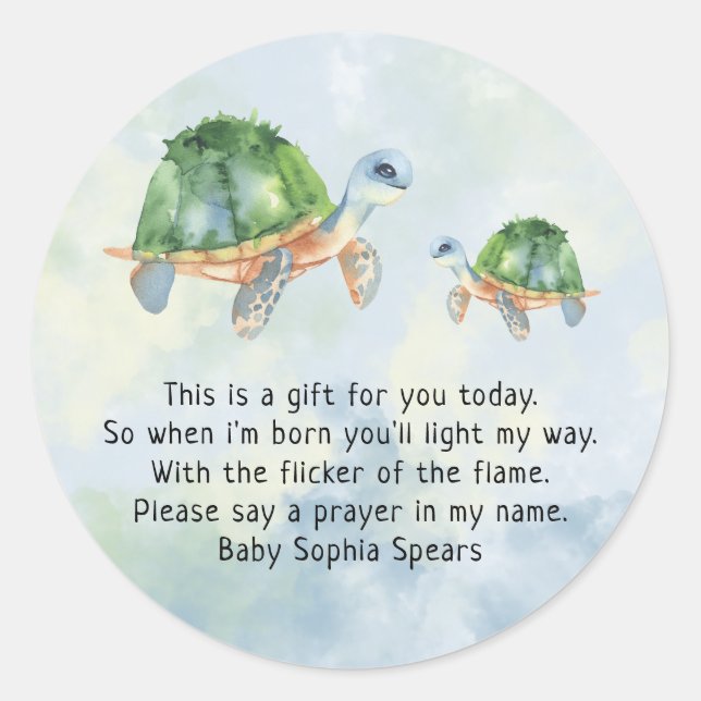 Sea turtle - Prayer candle label  (Front)