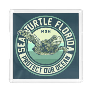 Sea Turtle Protection Custom Monogram Acrylic Tray