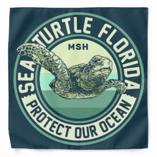 Sea Turtle Protection Custom Monogram Bandana