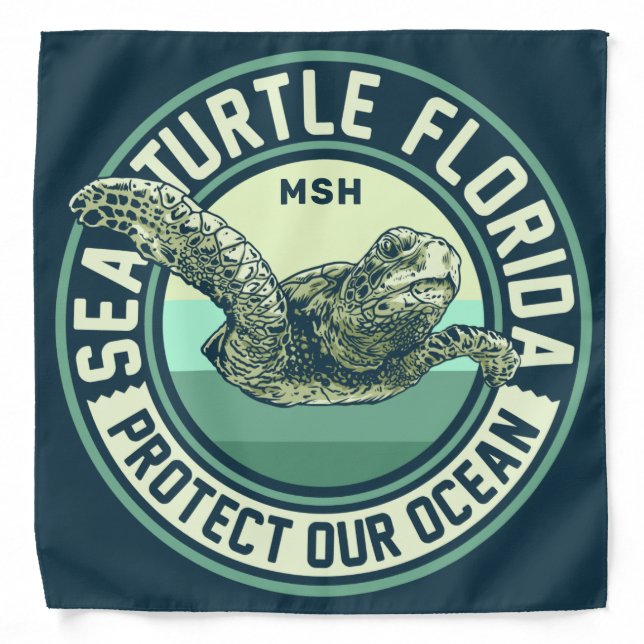 Sea Turtle Protection Custom Monogram Bandana (Front)