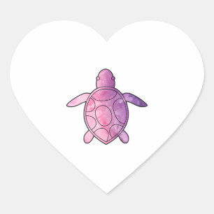 Sea Turtle purple watercolor Heart Sticker