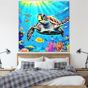 Sea Turtle Reef Life Canvas Print