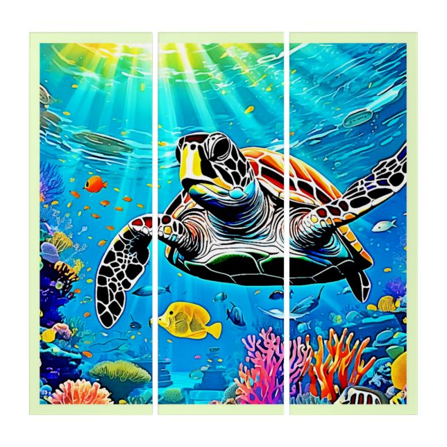 Sea Turtle Reef Life  Triptych (Front)