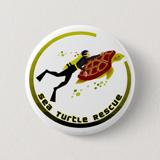Sea Turtle Rescue Button (Front)