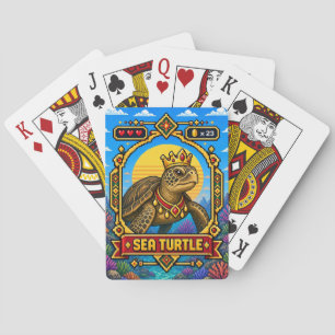 Sea Turtle Retro 8-Bit Pixel Art Poker Cards