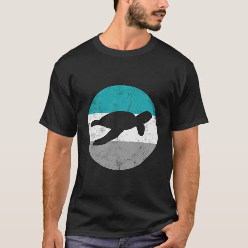 Sea Turtle Retro Gift For Men Or Boys T_Shirt