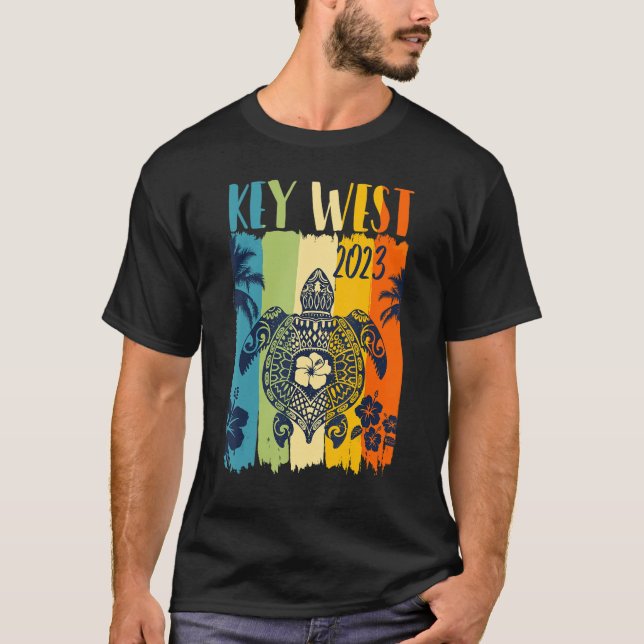 Sea Turtle Retro Key West Florida Family Vacation T-Shirt (Front)