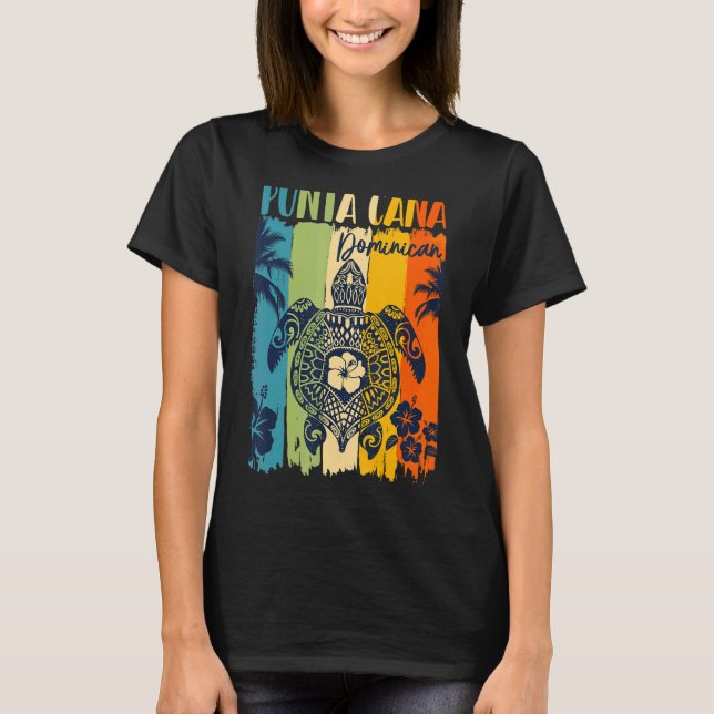 Sea Turtle Retro Punta Cana Dominican Family Vacat T-Shirt (Front)