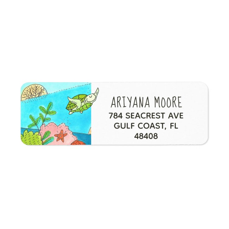 Sea Turtle Return Address Label Zazzle