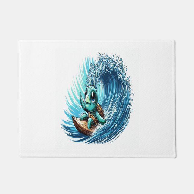 Sea Turtle Rides Emotion Wave. Doormat (Front)
