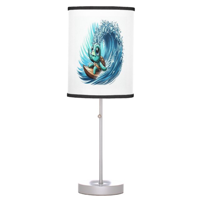 Sea Turtle Rides Emotion Wave. Table Lamp (Front)