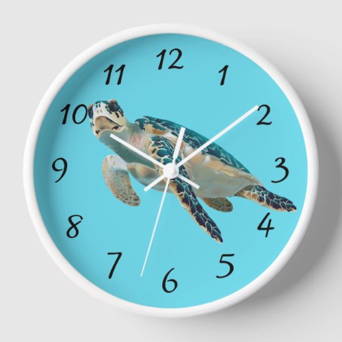 Sea Turtle round clark Clock