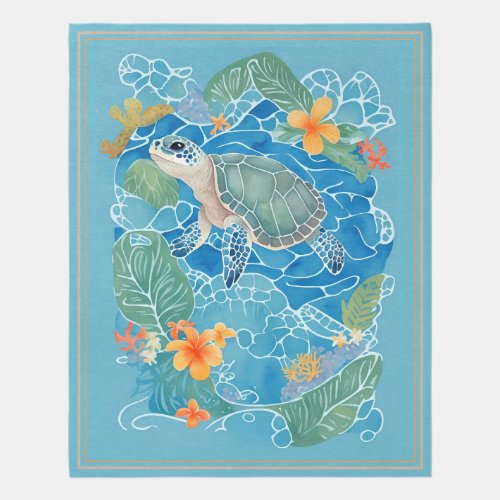 Sea Turtle Rug _ Ocean Life Blue Area Rug Carpet