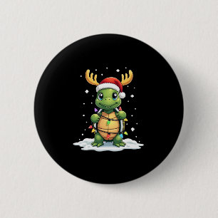 Sea Turtle Santa Christmas Lights Cute Xmas Men Wo Button