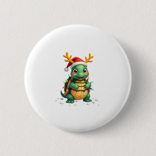 Sea Turtle Santa Christmas Lights Cute Xmas Men Wo Button