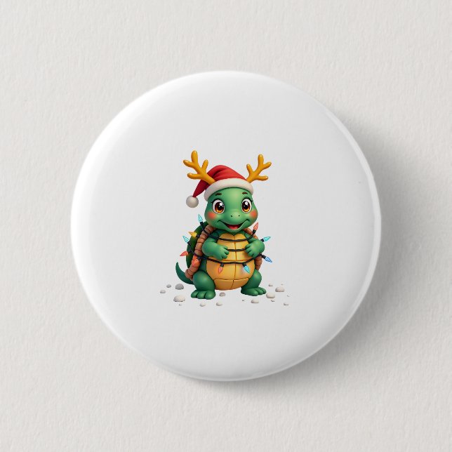 Sea Turtle Santa Christmas Lights Cute Xmas Men Wo Button (Front)