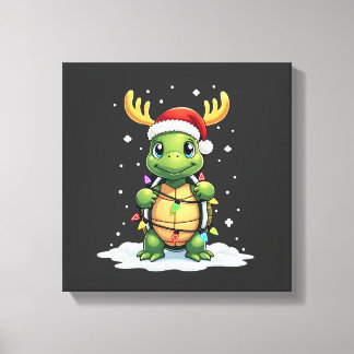 Sea Turtle Santa Christmas Lights Cute Xmas Men Wo Canvas Print