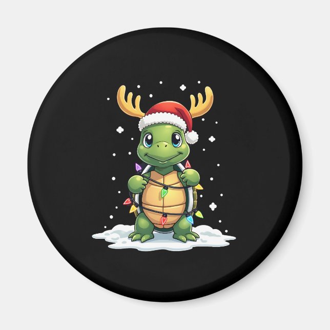 Sea Turtle Santa Christmas Lights Cute Xmas Men Wo Magnet (Front)