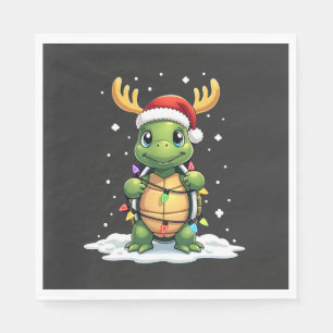 Sea Turtle Santa Christmas Lights Cute Xmas Men Wo Napkins