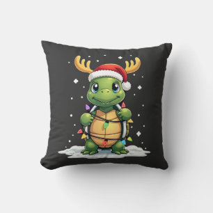 Sea Turtle Santa Christmas Lights Cute Xmas Men Wo Throw Pillow