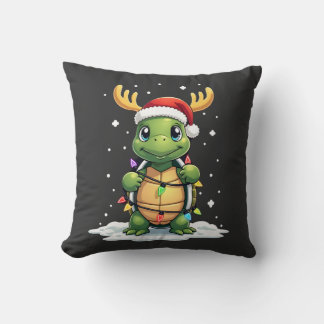 Sea Turtle Santa Christmas Lights Cute Xmas Men Wo Throw Pillow