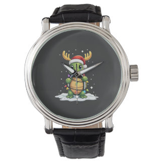 Sea Turtle Santa Christmas Lights Cute Xmas Men Wo Watch