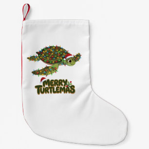 Sea Turtle Santa Hat Christmas Lights Merry Turtle Small Christmas Stocking