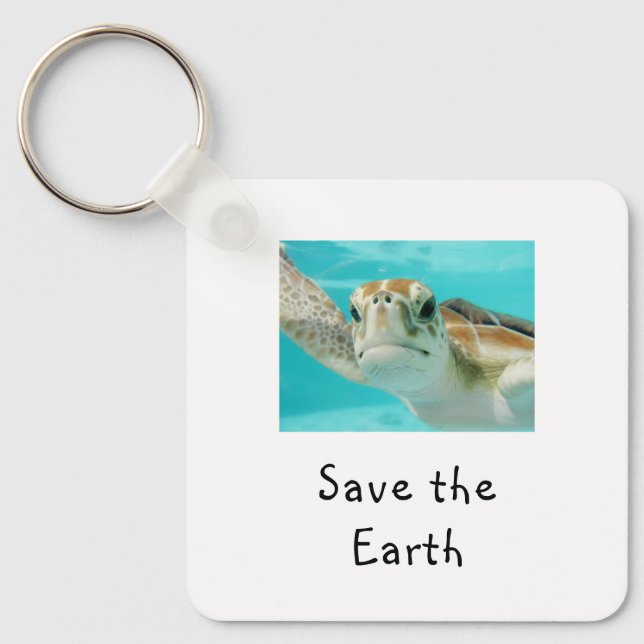 Sea Turtle Save The Earth Keychain (Front)