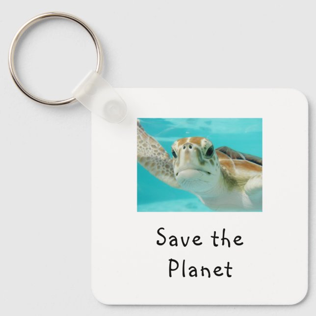 Sea Turtle Save The Planet Keychain (Front)