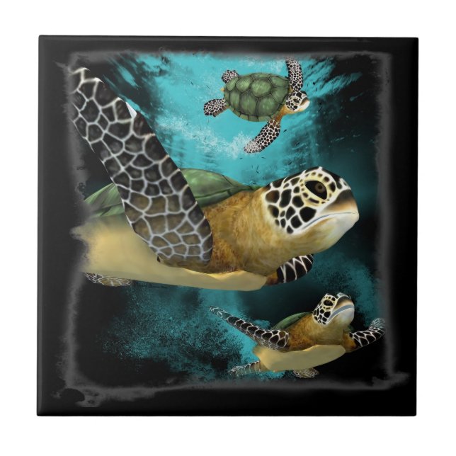 Sea Turtle Sea Life Conservation Ceramic Tile (Front)