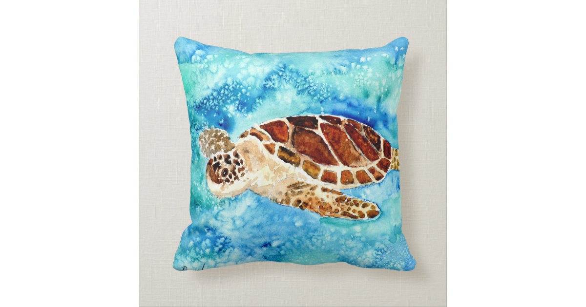 Sea Turtle Sealife Marine Baby Turtles Pillow Art Zazzle Com